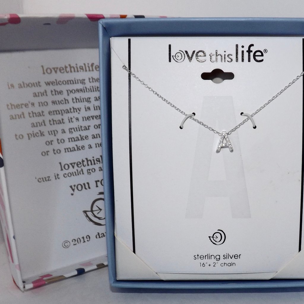 Love This Life Sterling Silver Crystal Necklace Letter A New 40 29$